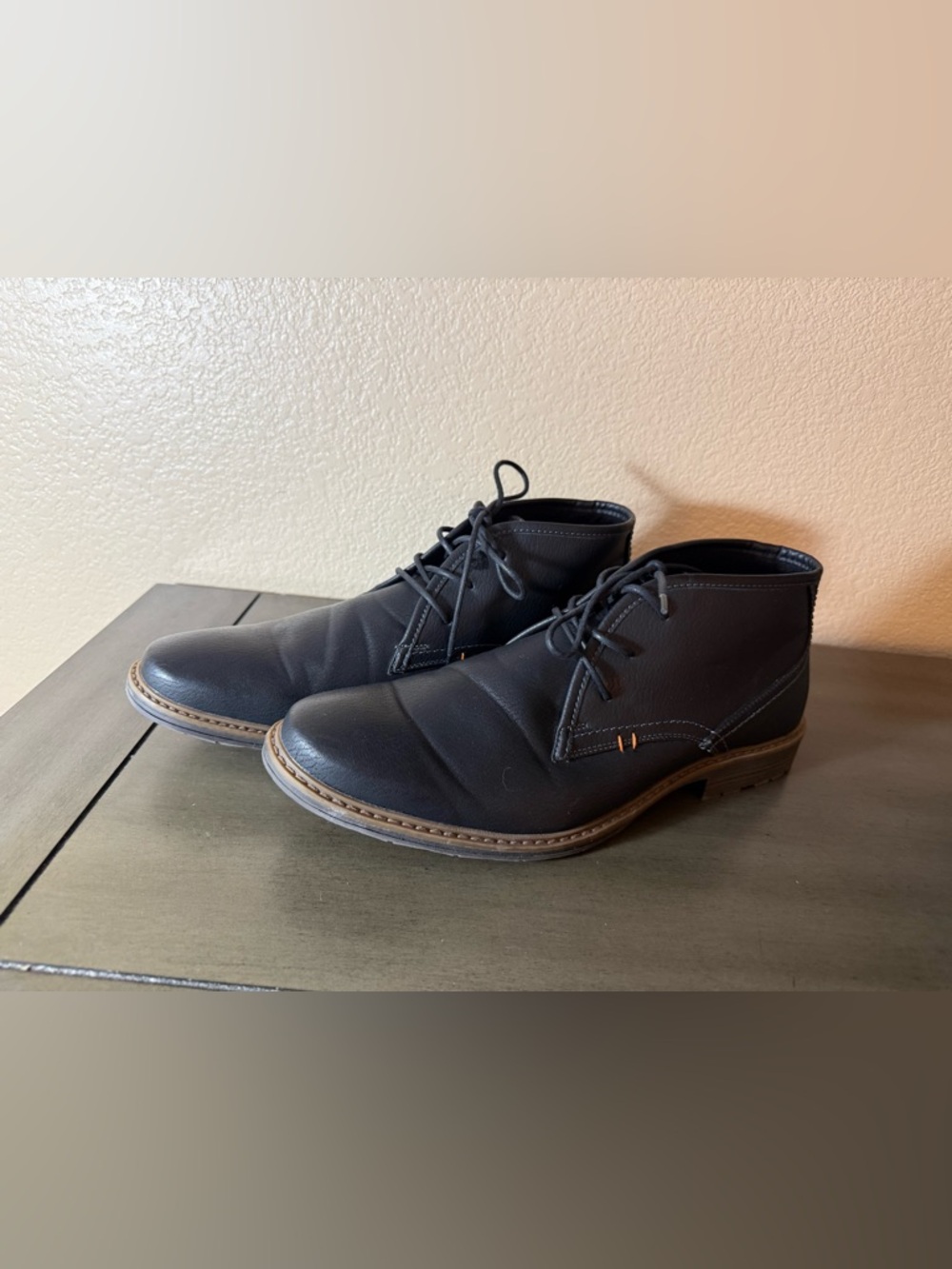 Men’s Restoration Leather Ankle Chukka Boots Size 14M Black Lace Up Casual Dress